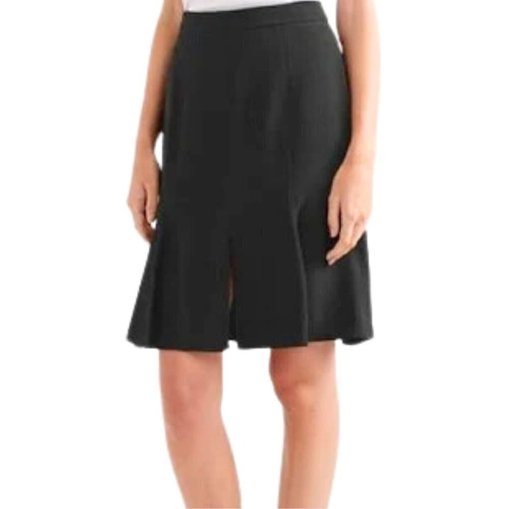 STELLA MCCARTNEY Karina Black Stretch Crepe Skirt Swing Flared Midi Size 42 (6)